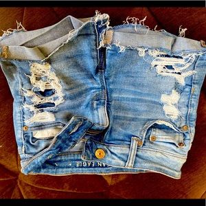 American Eagle distressed denim shorts.